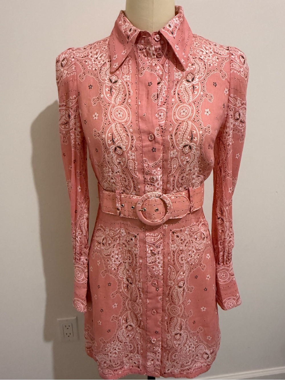 Zimmermann Pink Paisley Shirt Dress Size 1